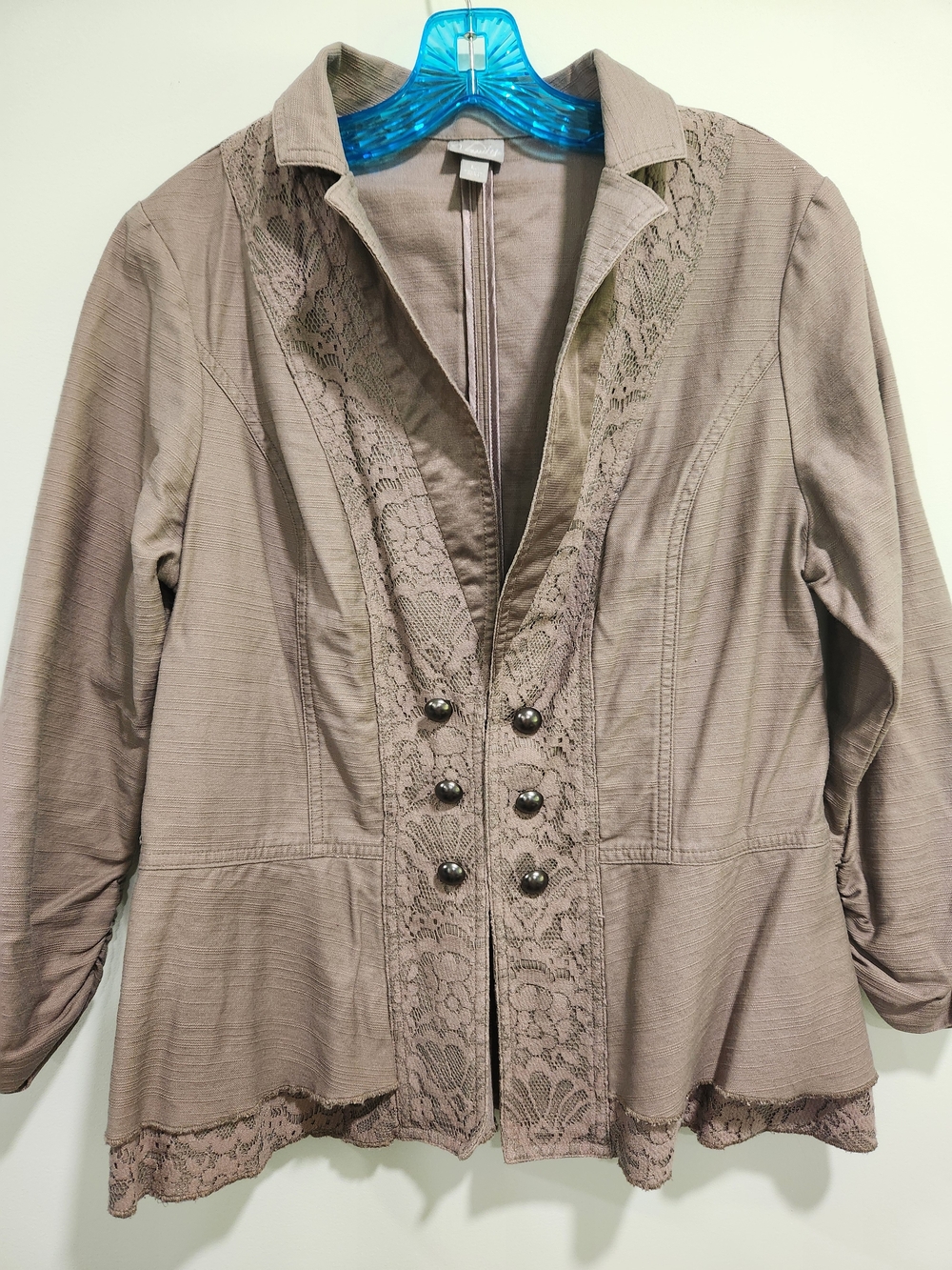 Lace-Trim Taupe Women's Jacket